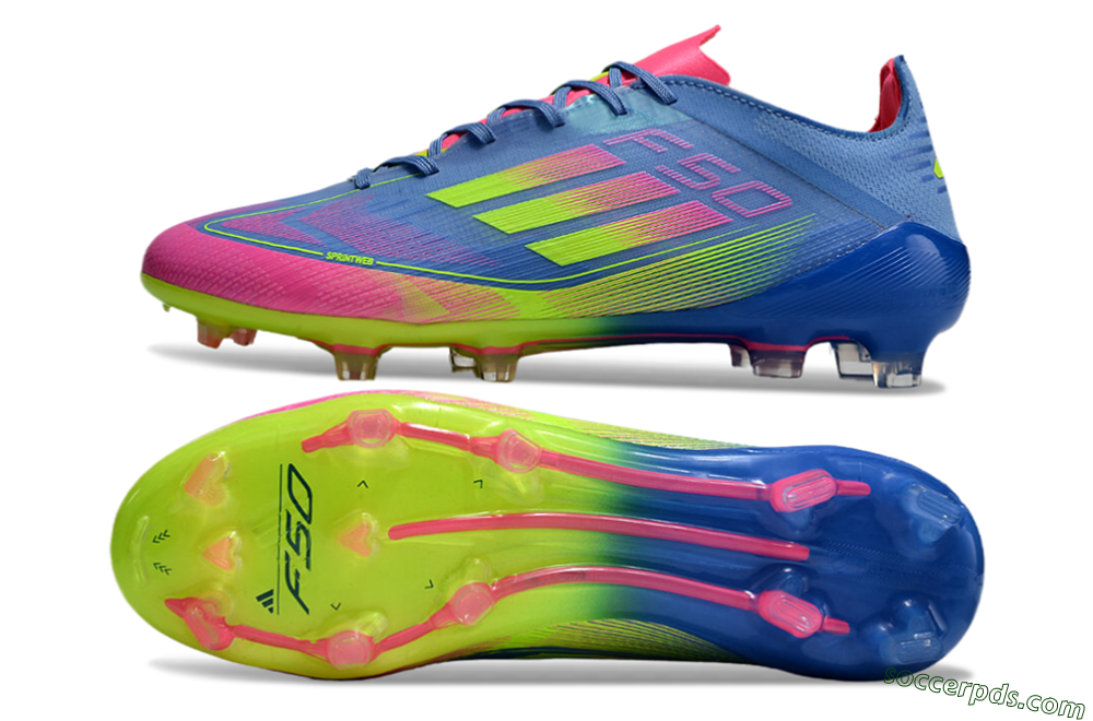 Adidas F50 Elite TF Low-Tops Football Shoes - Blue/Pink/Yellow 0