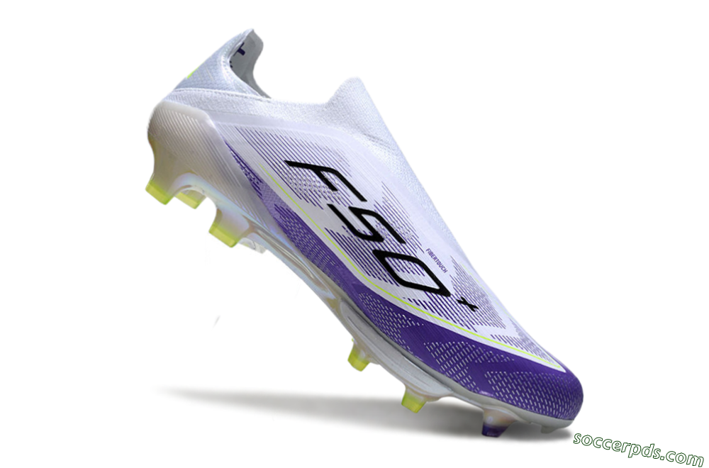 Adidas F50+ Elite Lightstrike Pro Laceless FG Low-Tops Football Boots - White/Purple/Black 4