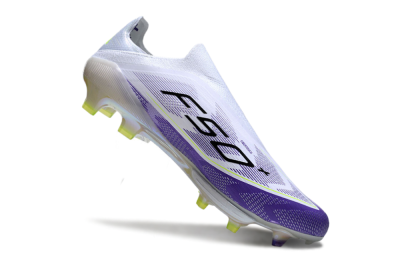 Adidas F50+ Elite Lightstrike Pro Laceless FG Low-Tops Football Boots - White/Purple/Black