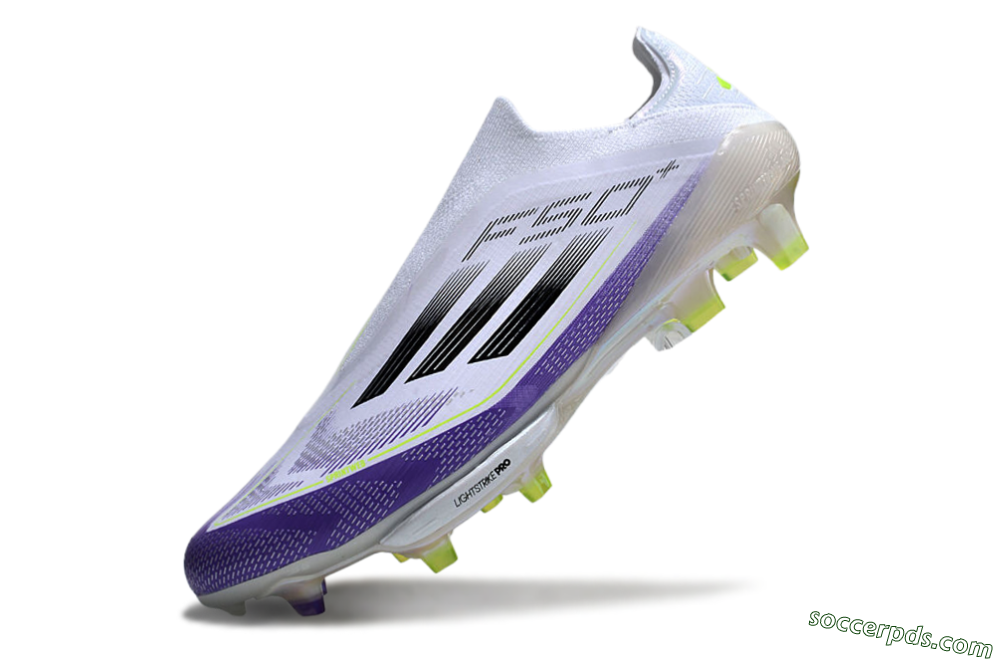 Adidas F50+ Elite Lightstrike Pro Laceless FG Low-Tops Football Boots - White/Purple/Black 5