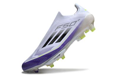 Adidas F50+ Elite Lightstrike Pro Laceless FG Low-Tops Football Boots - White/Purple/Black