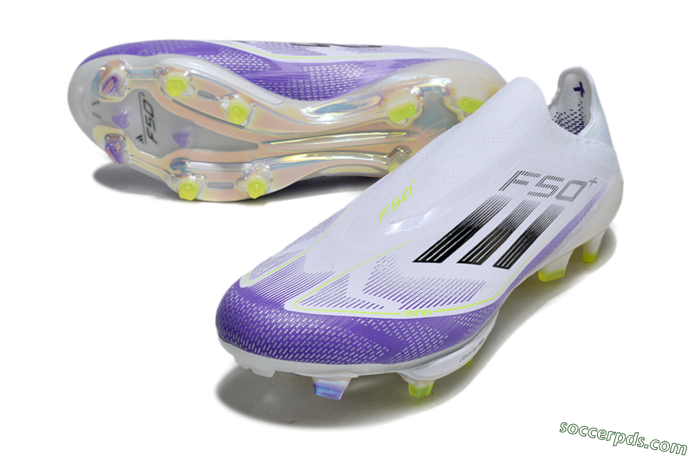 Adidas F50+ Elite Lightstrike Pro Laceless FG Low-Tops Football Boots - White/Purple/Black 3
