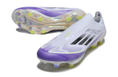 Adidas F50+ Elite Lightstrike Pro Laceless FG Low-Tops Football Boots - White/Purple/Black