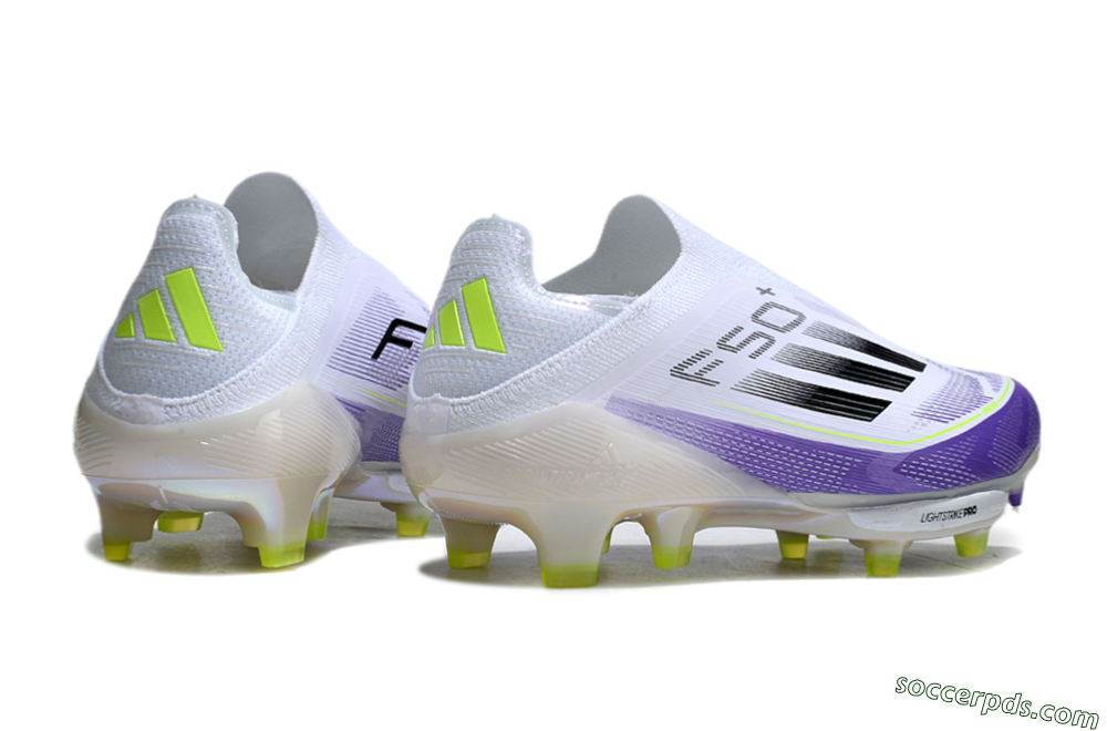 Adidas F50+ Elite Lightstrike Pro Laceless FG Low-Tops Football Boots - White/Purple/Black 6