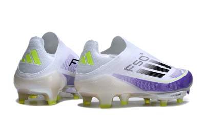 Adidas F50+ Elite Lightstrike Pro Laceless FG Low-Tops Football Boots - White/Purple/Black