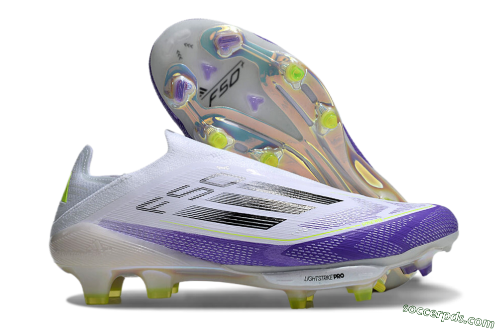 Adidas F50+ Elite Lightstrike Pro Laceless FG Low-Tops Football Boots - White/Purple/Black 1
