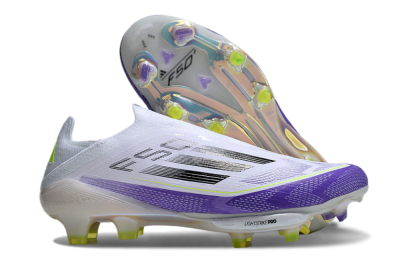 Adidas F50+ Elite Lightstrike Pro Laceless FG Low-Tops Football Boots - White/Purple/Black