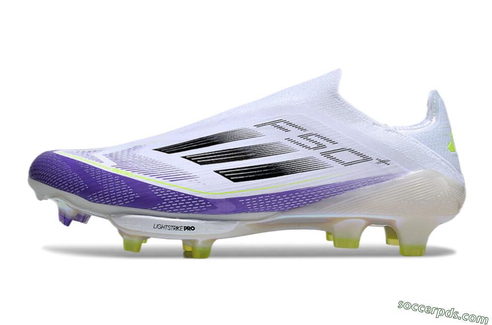 Adidas F50+ Elite Lightstrike Pro Laceless FG Low-Tops Football Boots - White/Purple/Black 2