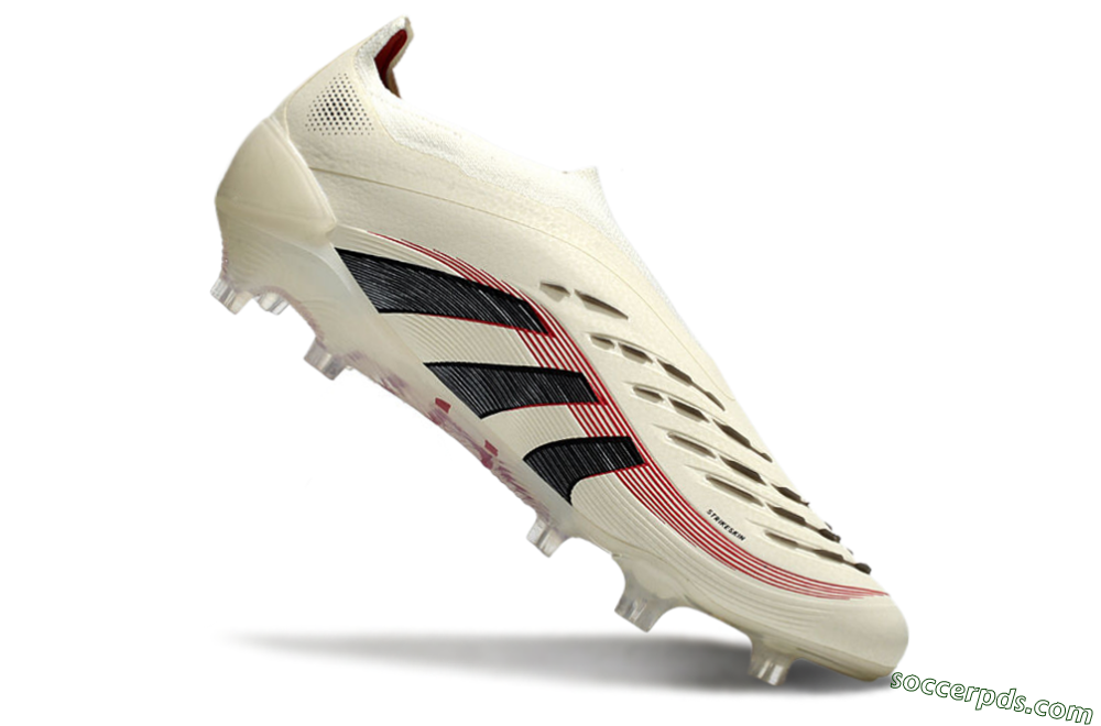 Adidas Predator Elite Laceless FG Low-Tops Football Boots - Beige/Red/Black 4