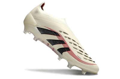 Adidas Predator Elite Laceless FG Low-Tops Football Boots - Beige/Red/Black