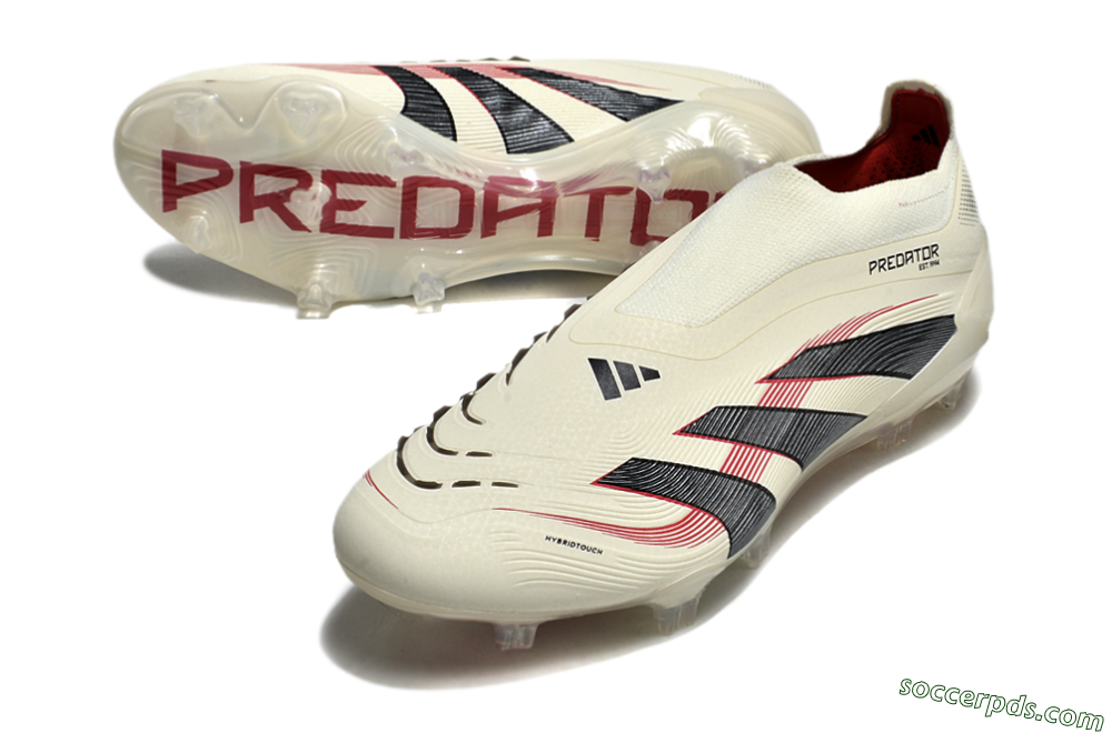 Adidas Predator Elite Laceless FG Low-Tops Football Boots - Beige/Red/Black 3