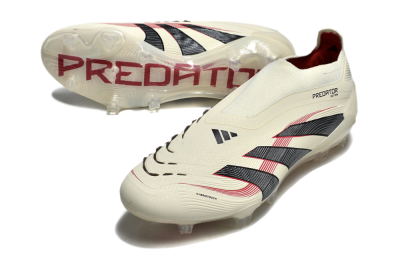Adidas Predator Elite Laceless FG Low-Tops Football Boots - Beige/Red/Black