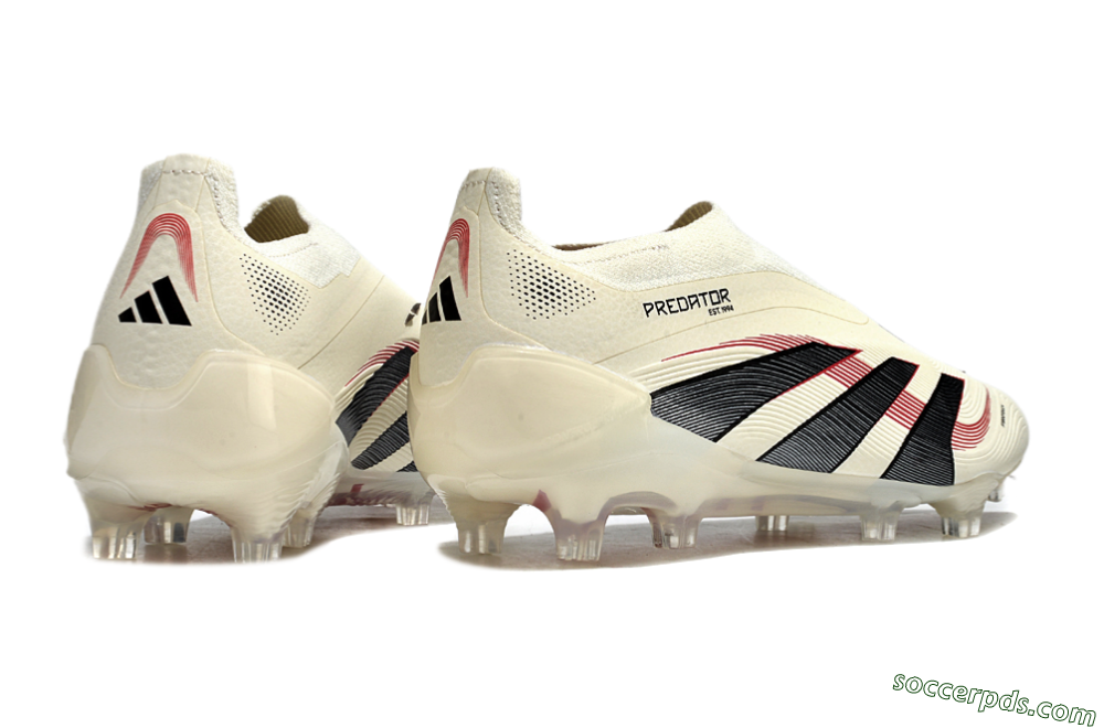 Adidas Predator Elite Laceless FG Low-Tops Football Boots - Beige/Red/Black 6