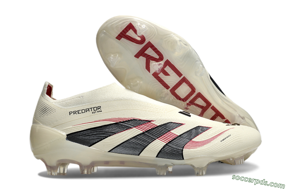 Adidas Predator Elite Laceless FG Low-Tops Football Boots - Beige/Red/Black 1