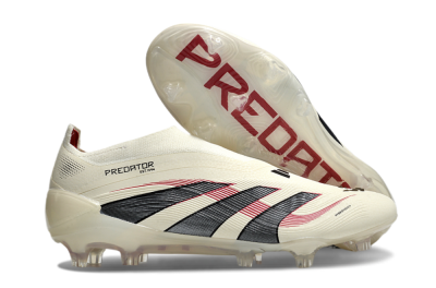 Adidas Predator Elite Laceless FG Low-Tops Football Boots - Beige/Red/Black