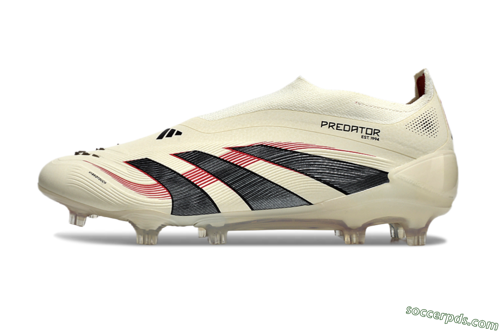 Adidas Predator Elite Laceless FG Low-Tops Football Boots - Beige/Red/Black 2