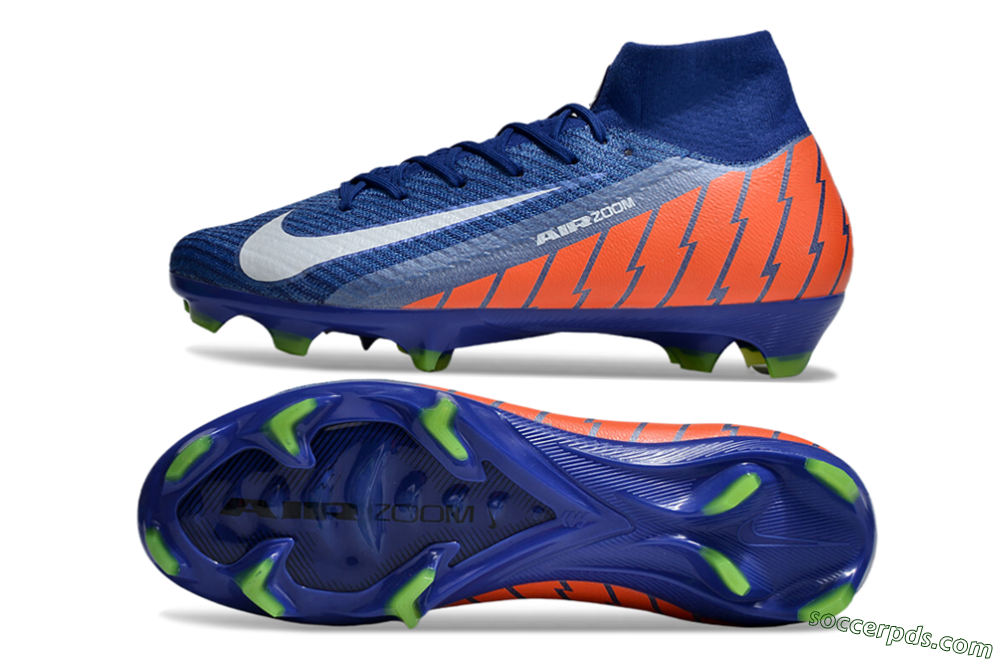 Nike Air Zoom Mercurial Superfly 10 Elite FG High-Tops Football Boots - Blue/White/Orange 0