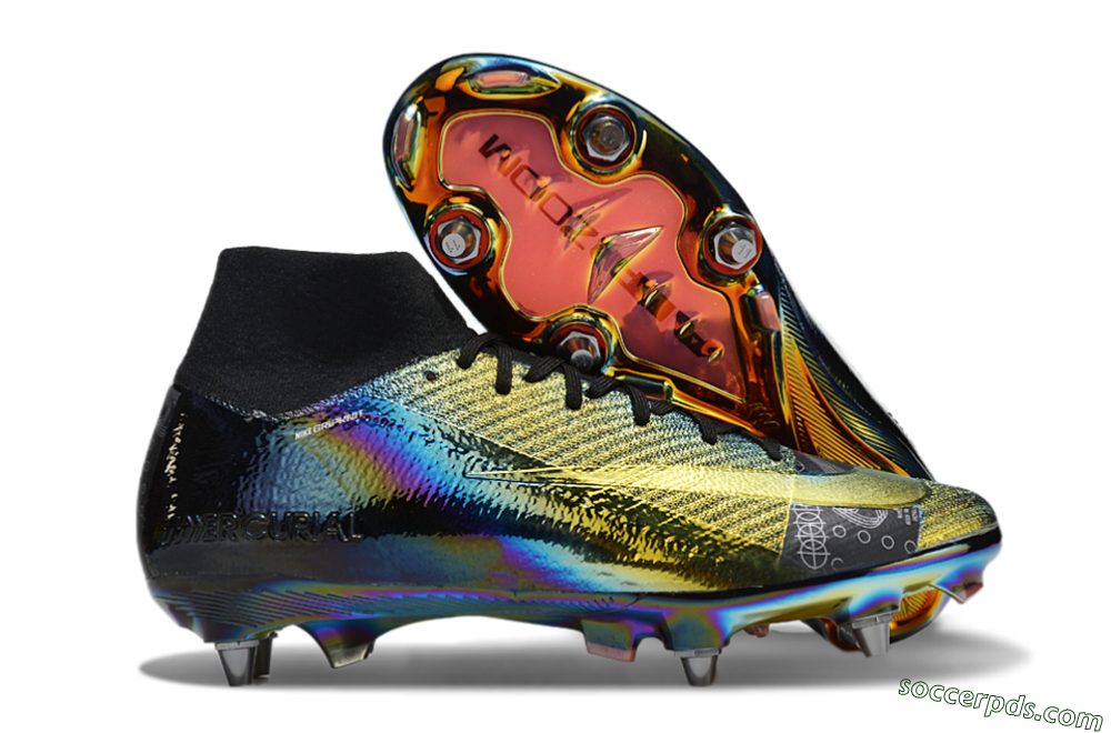 Nike Air Zoom Mercurial Superfly 10 Elite SG High-Tops Football Boots - Gold/Black/Blue 1