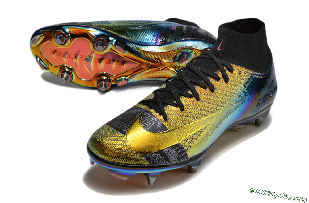 Nike Air Zoom Mercurial Superfly 10 Elite SG High-Tops Football Boots - Gold/Black/Blue 3