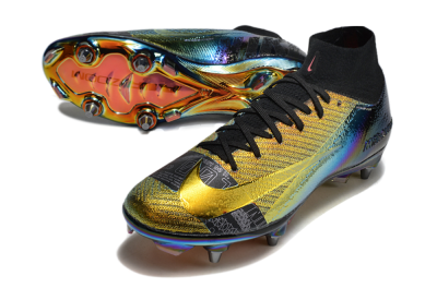 Nike Air Zoom Mercurial Superfly 10 Elite SG High-Tops Football Boots - Gold/Black/Blue