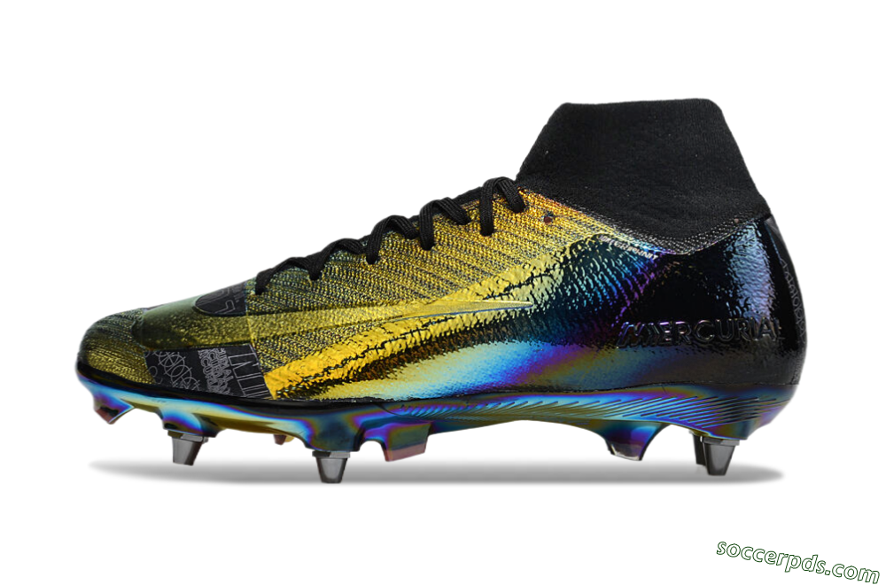 Nike Air Zoom Mercurial Superfly 10 Elite SG High-Tops Football Boots - Gold/Black/Blue 2