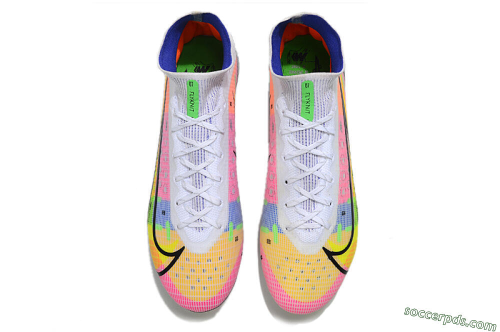 Nike Mercurial Superfly 8 Elite AG High-Tops Football Boots - White/Pink/Blue/Yellow 4