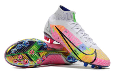 Nike Mercurial Superfly 8 Elite AG High-Tops Football Boots - White/Pink/Blue/Yellow
