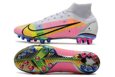 Nike Mercurial Superfly 8 Elite AG High-Tops Football Boots - White/Pink/Blue/Yellow