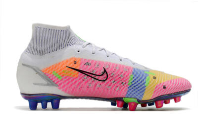Nike Mercurial Superfly 8 Elite AG High-Tops Football Boots - White/Pink/Blue/Yellow