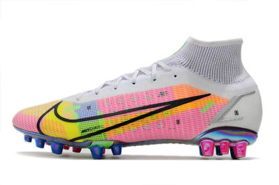 Nike Mercurial Superfly 8 Elite AG High-Tops Football Boots - White/Pink/Blue/Yellow