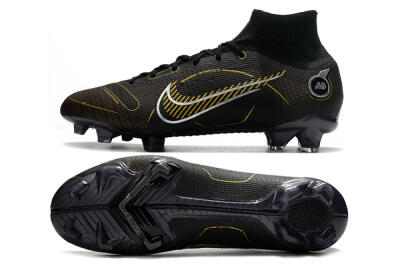 Nike Mercurial Superfly 8 Elite FG High-Tops Football Boots - Black/Gold/Silver