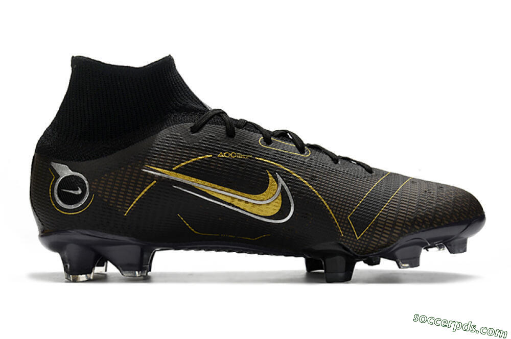 Nike Mercurial Superfly 8 Elite FG High-Tops Football Boots - Black/Gold/Silver 7