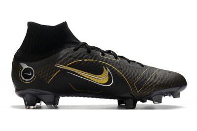 Nike Mercurial Superfly 8 Elite FG High-Tops Football Boots - Black/Gold/Silver