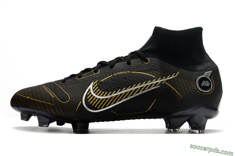 Nike Mercurial Superfly 8 Elite FG High-Tops Football Boots - Black/Gold/Silver 2