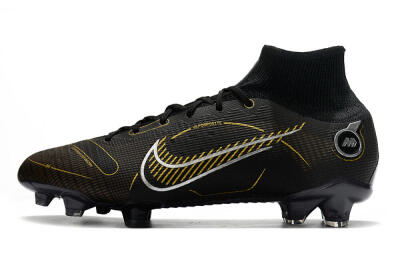 Nike Mercurial Superfly 8 Elite FG High-Tops Football Boots - Black/Gold/Silver