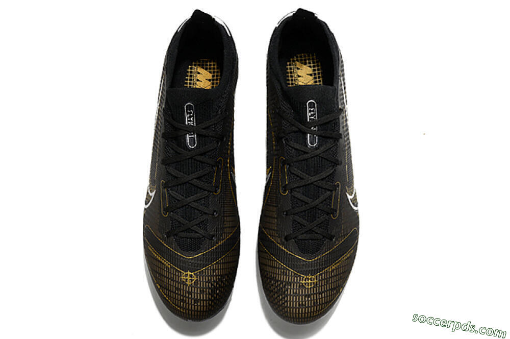ike Mercurial Vapor 14 Elite FG Low-Tops Football Boots - Black/Gold/Silver 4