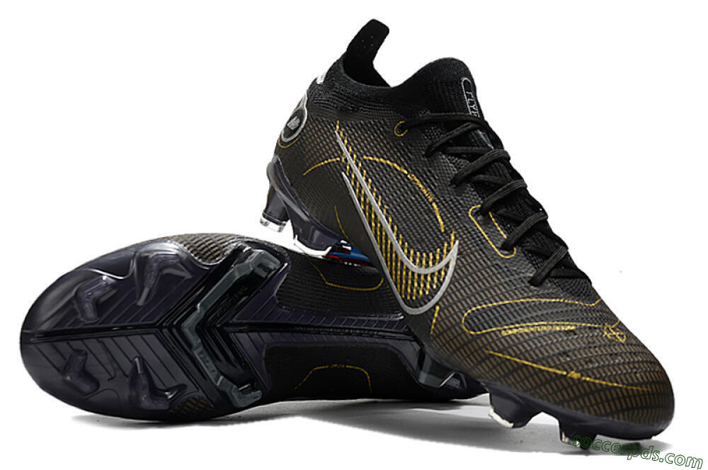 ike Mercurial Vapor 14 Elite FG Low-Tops Football Boots - Black/Gold/Silver 3