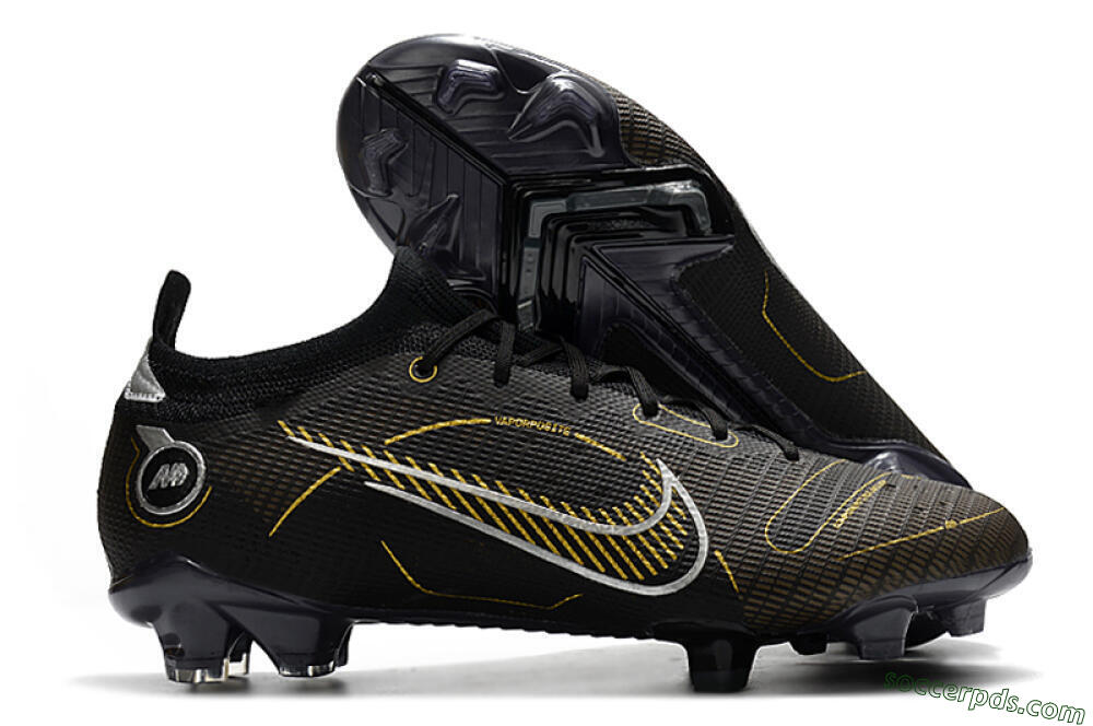 ike Mercurial Vapor 14 Elite FG Low-Tops Football Boots - Black/Gold/Silver 1