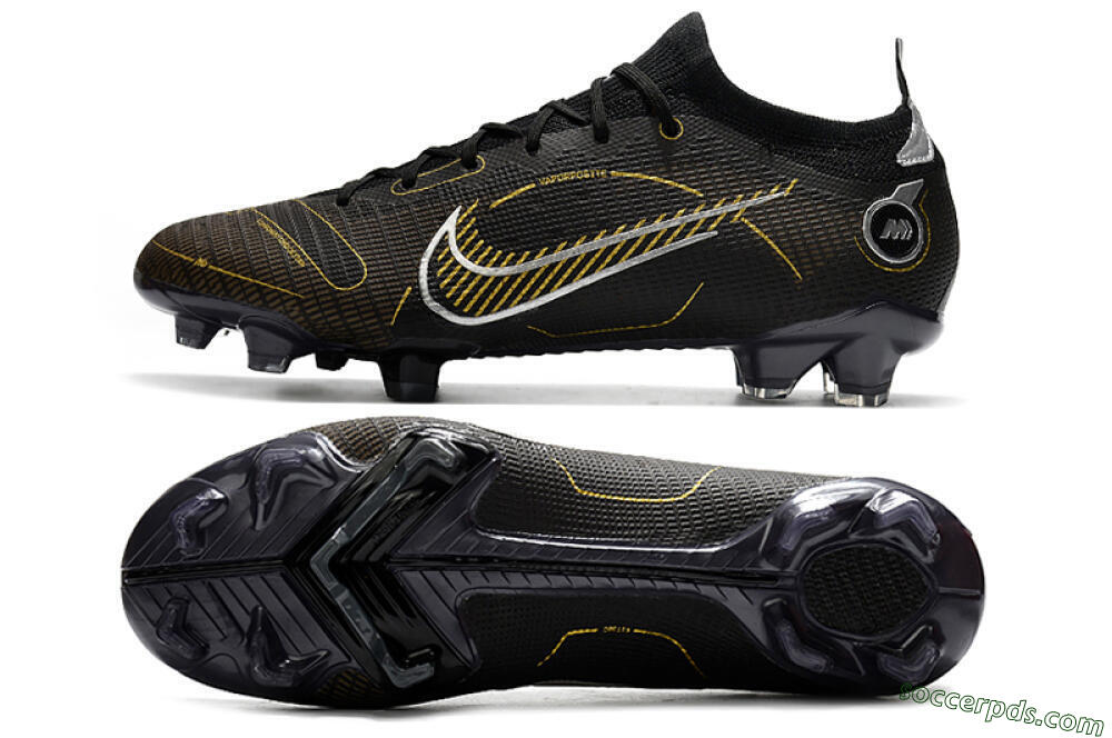 ike Mercurial Vapor 14 Elite FG Low-Tops Football Boots - Black/Gold/Silver 0