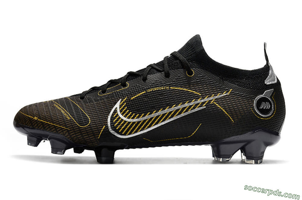 ike Mercurial Vapor 14 Elite FG Low-Tops Football Boots - Black/Gold/Silver 2
