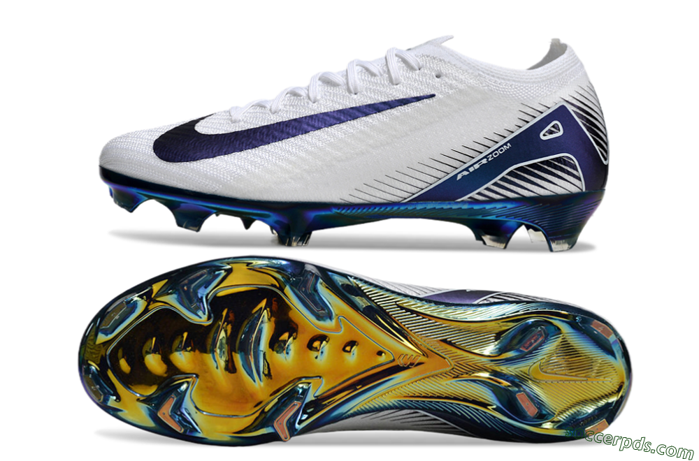 Nike Air Zoom Mercurial Vapor 16 Elite FG Low-Tops Football Boots - White/Blue/Gold 6