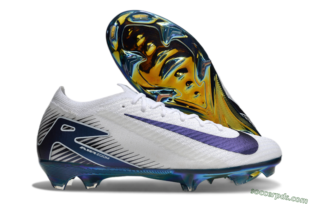 Nike Air Zoom Mercurial Vapor 16 Elite FG Low-Tops Football Boots - White/Blue/Gold 5