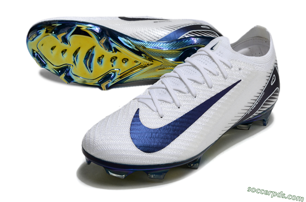 Nike Air Zoom Mercurial Vapor 16 Elite FG Low-Tops Football Boots - White/Blue/Gold 3