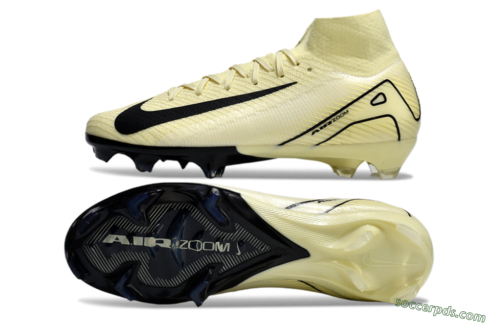 Nike Air Zoom Mercurial Superfly 10 Elite FG High-Tops Football Boots - Beige/Black/Yellow 0