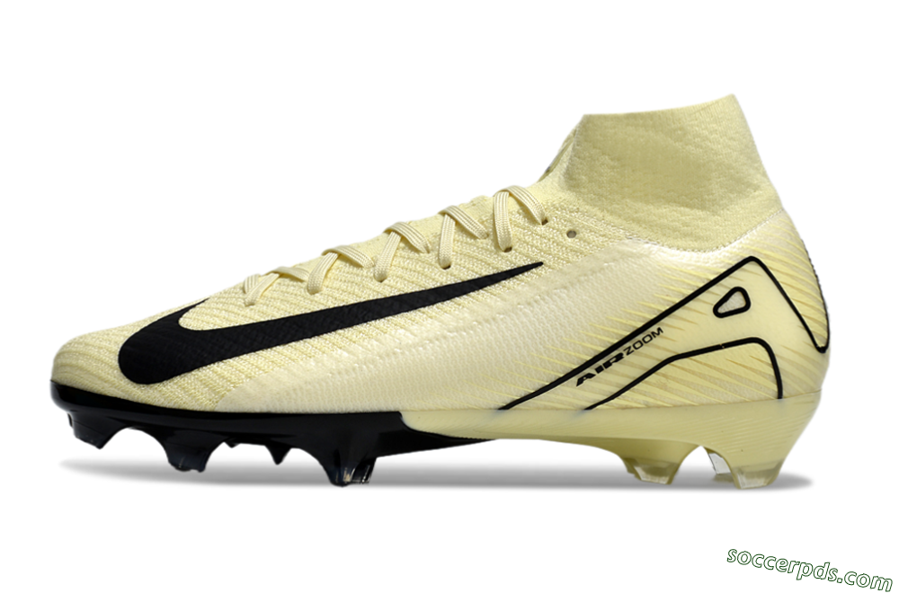 Nike Air Zoom Mercurial Superfly 10 Elite FG High-Tops Football Boots - Beige/Black/Yellow 2