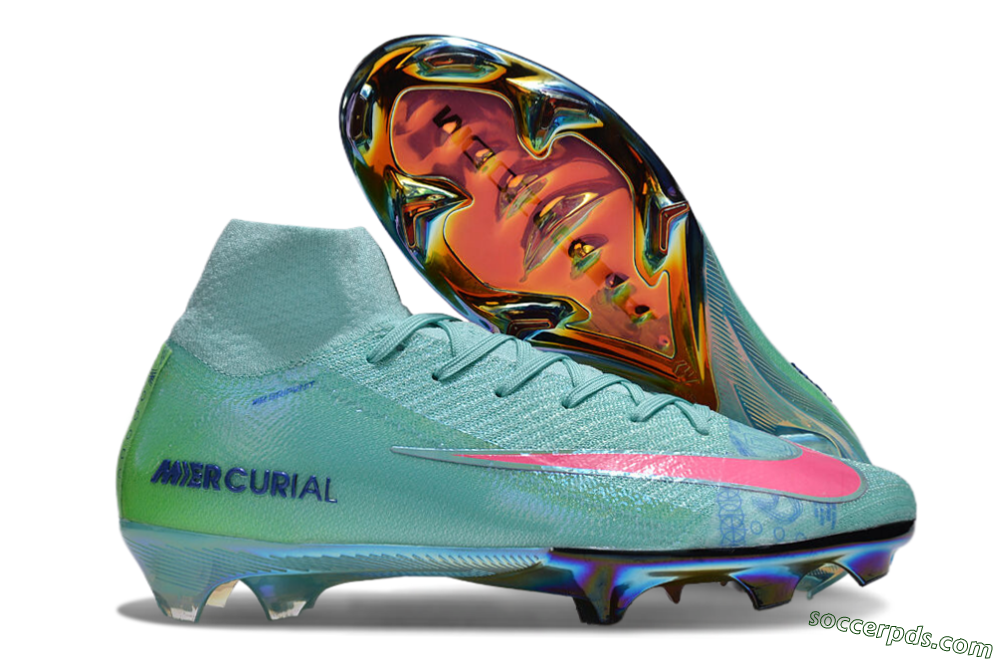 Nike Air Zoom Mercurial Superfly 10 Elite FG High-Tops Football Boots - Jade/Pink/Yellow 1