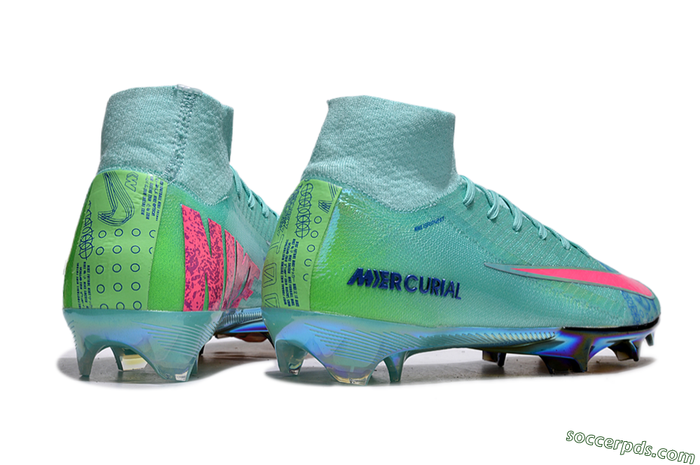 Nike Air Zoom Mercurial Superfly 10 Elite FG High-Tops Football Boots - Jade/Pink/Yellow 6