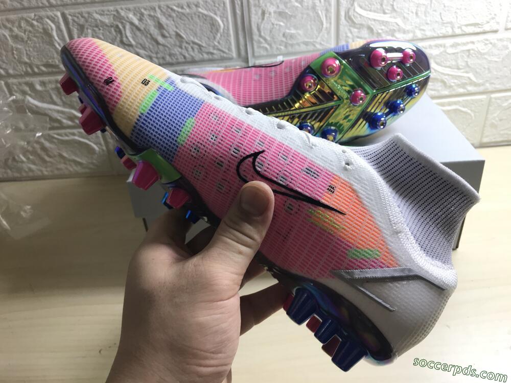 Nike Mercurial Superfly 8 Elite AG High-Tops Football Boots - White/Pink/Blue/Yellow