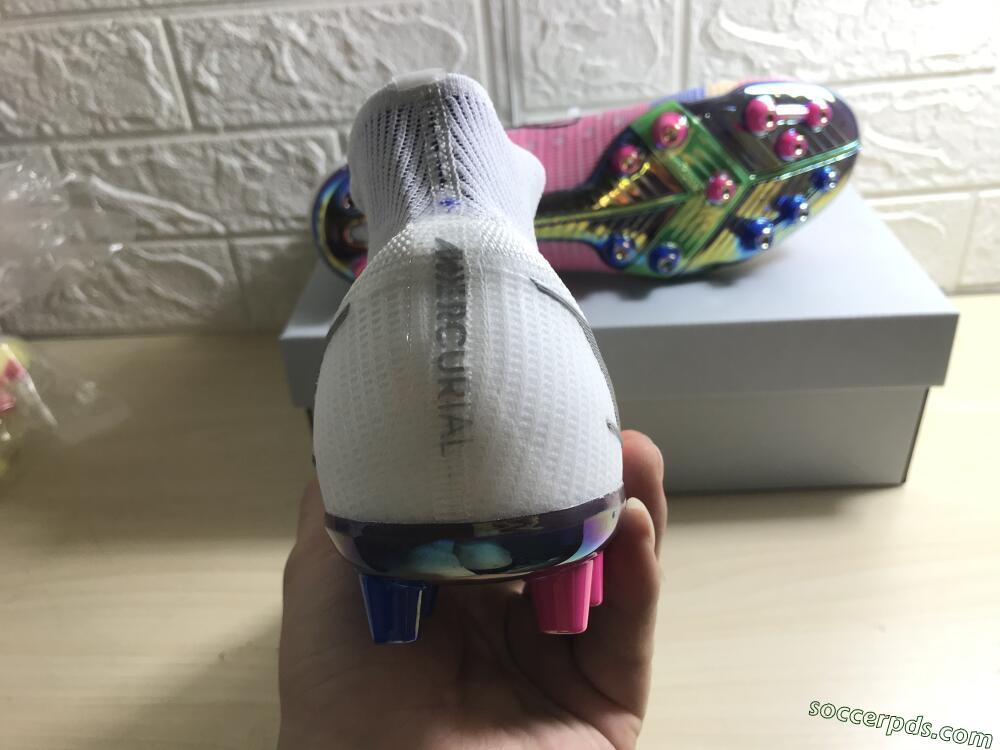 Nike Mercurial Superfly 8 Elite AG High-Tops Football Boots - White/Pink/Blue/Yellow
