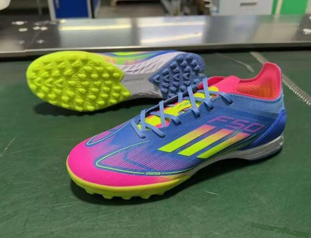 Adidas F50 Elite TF Low-Tops Football Shoes - Blue/Pink/Yellow